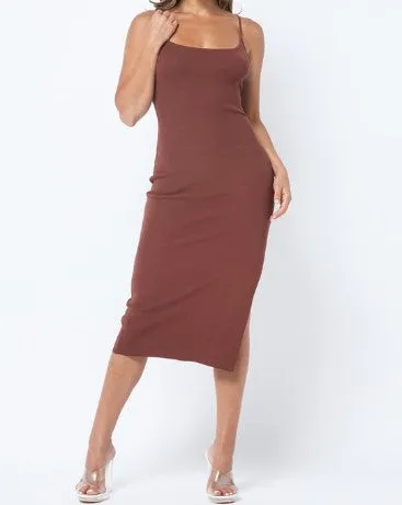 Women's Solid Side Slit Dress -HER21052
