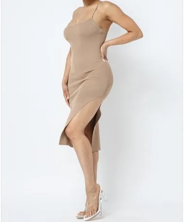 Women's Solid Side Slit Dress -HER21052