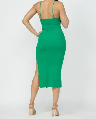Women's Solid Side Slit Dress -HER21052