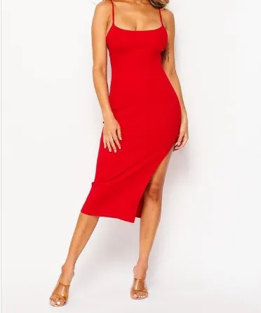 Women's Solid Side Slit Dress -HER21052