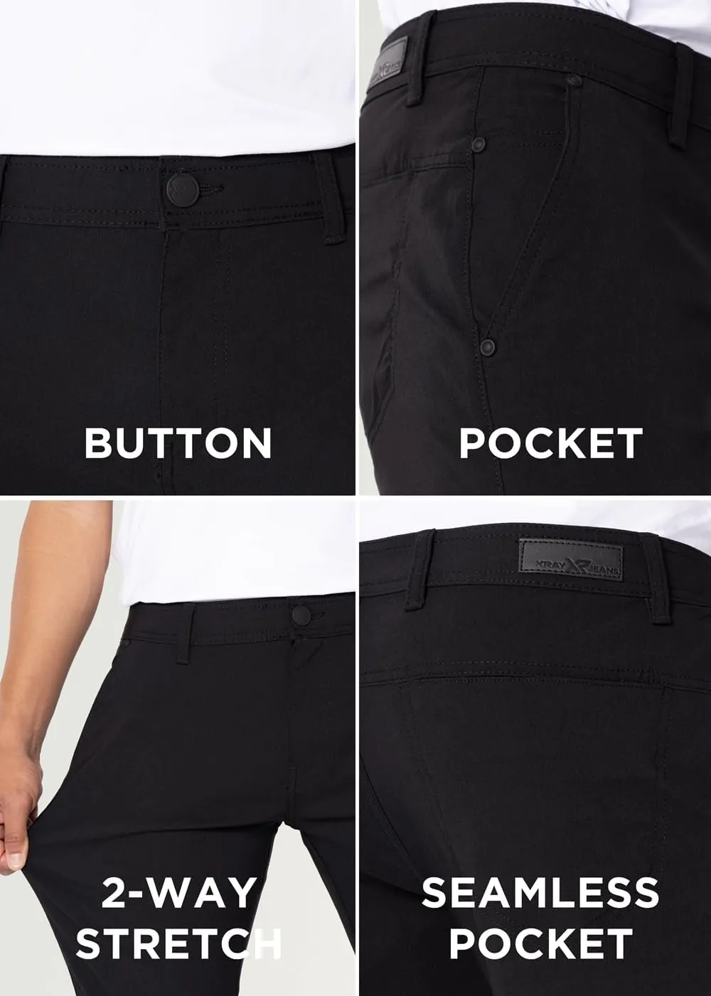 X RAY Stretch Slim Fit Golf Pants Men with Pockets - Tapered Lightweight Mens Golf Pants (Available in 30-38)