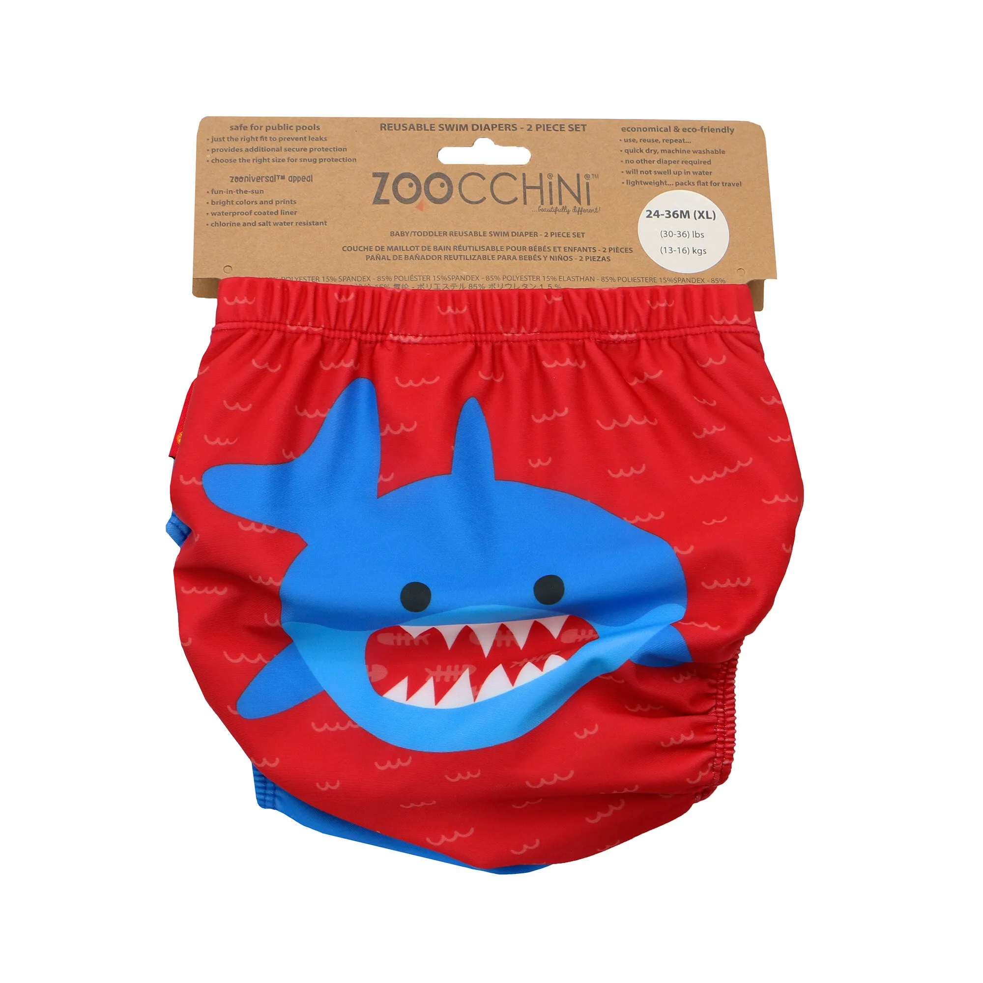 ZOOCCHINI - Knit Swim Diaper 2 Pc Set - Shark - 6-12M